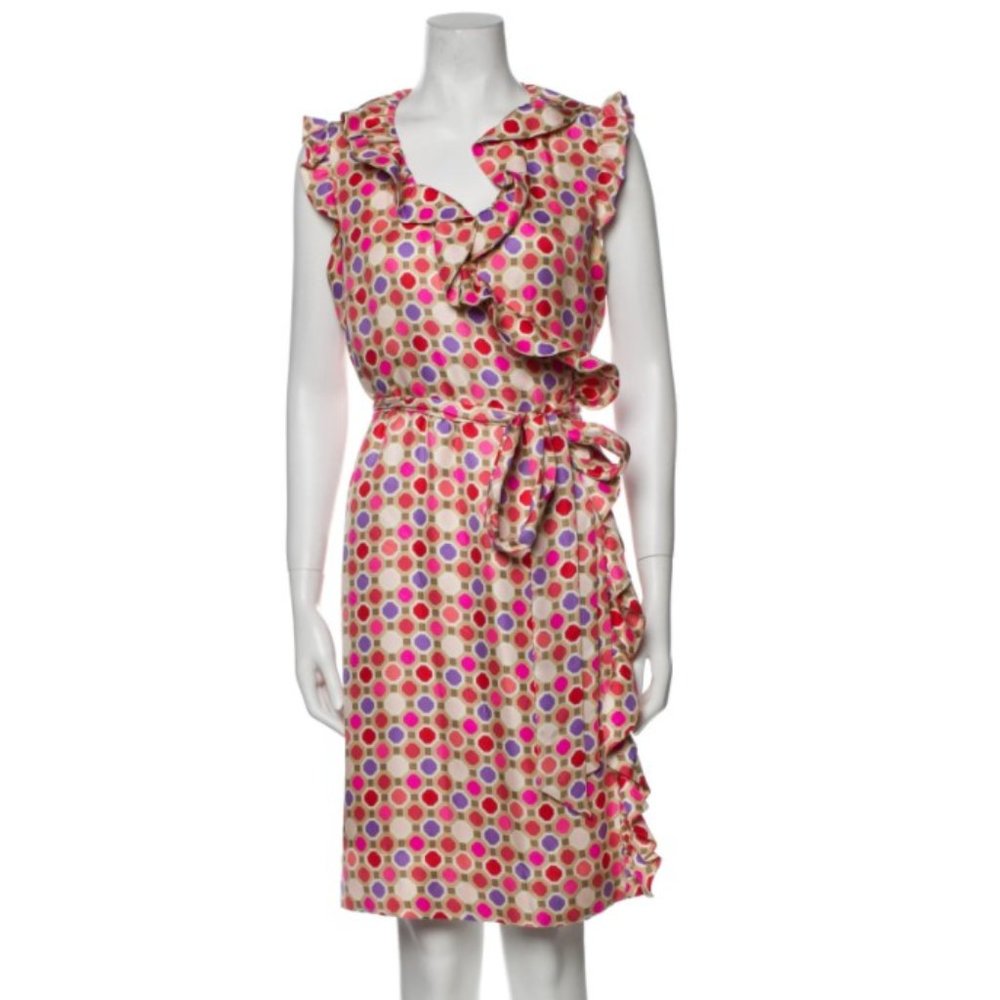 Florence Broadhurst for Kate Spade Silk Knee Length Aubrey Wrap Dress Size 4